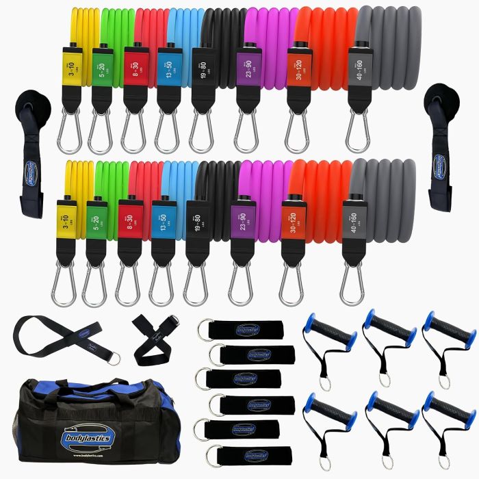 Bodylastics Patented Resistance Band Set - 16 Bands with Full Accessory Kit